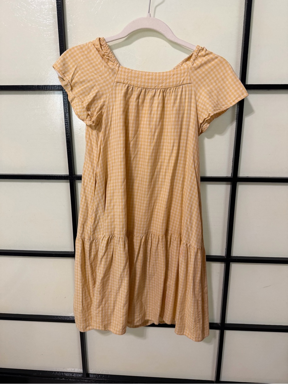Uniqlo Yellow Gingham Tiered Dress